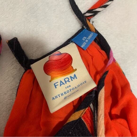 Farm Rio size XS rainbow shimmer maxi dress Anthropologie colorful strap - Picture 4 of 11